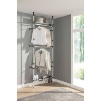 vidaXL Teleskop-Garderobe mit Stangen und Regal Aluminium