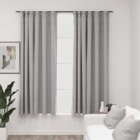 vidaXL Verdunkelungsvorhänge Haken Leinenoptik 2 Stk. Grau 140x175 cm