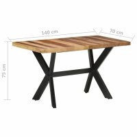 vidaXL Esstisch 140x70x75 cm Massivholz Honigfarben