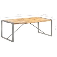 vidaXL Esstisch 200x100x75 cm Raues Mango-Massivholz