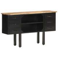 vidaXL Sideboard 110x30x65 cm Raues Mango-Massivholz und Stahl