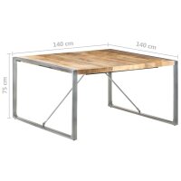 vidaXL Esstisch 140x140x75 cm Raues Mangoholz