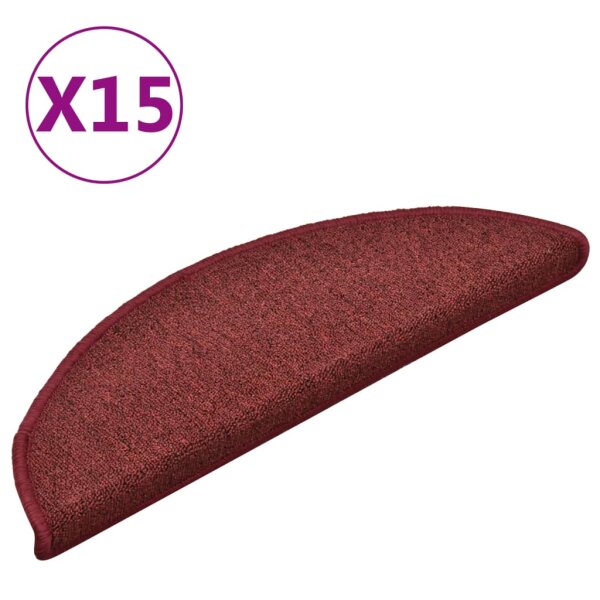 vidaXL Treppenmatten 15 Stk. Rot 56x17x3 cm