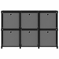 vidaXL W&uuml;rfel-Regal mit Boxen 6 F&auml;cher Schwarz 103x30x72,5 cm Stoff