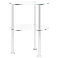 vidaXL Beistelltisch mit 2 Ablagen Transparent 38 cm Hartglas