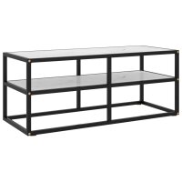 vidaXL TV-Schrank Schwarz mit Wei&szlig;er Marmor-Optik Glas 100x40x40 cm