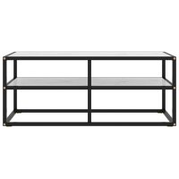 vidaXL TV-Schrank Schwarz mit Wei&szlig;er Marmor-Optik Glas 100x40x40 cm