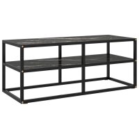 vidaXL TV-Schrank Schwarz mit Schwarzer Marmor-Optik Glas 100x40x40 cm