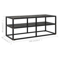 vidaXL TV-Schrank Schwarz mit Schwarzer Marmor-Optik Glas 100x40x40 cm