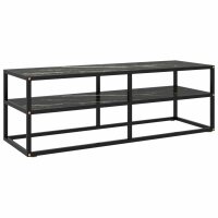 vidaXL TV-Schrank Schwarz mit Schwarzer Marmor-Optik Glas 120x40x40 cm