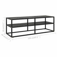 vidaXL TV-Schrank Schwarz mit Schwarzer Marmor-Optik Glas 120x40x40 cm