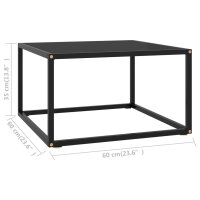 vidaXL Couchtisch Schwarz mit Schwarzem Glas 60x60x35 cm