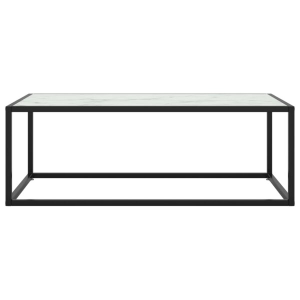 vidaXL Couchtisch Schwarz mit Wei&szlig;em Glas in Marmor-Optik 100x50x35 cm