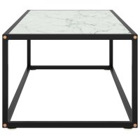 vidaXL Couchtisch Schwarz mit Wei&szlig;em Glas in Marmor-Optik 100x50x35 cm