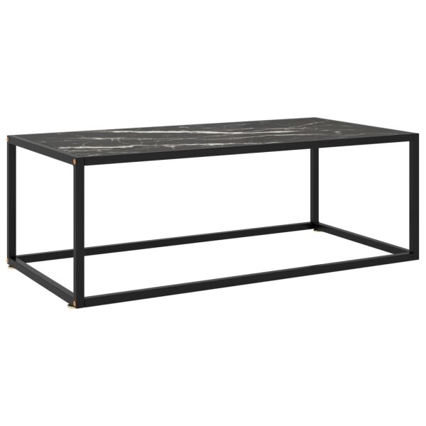 vidaXL Couchtisch Schwarz mit Schwarzem Glas in Marmor-Optik 100x50x35