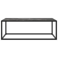 vidaXL Couchtisch Schwarz mit Schwarzem Glas in Marmor-Optik 100x50x35