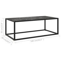 vidaXL Couchtisch Schwarz mit Schwarzem Glas in Marmor-Optik 100x50x35