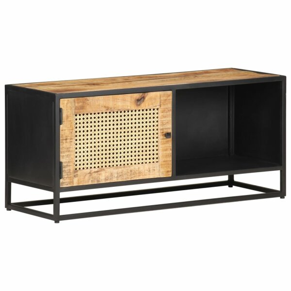 vidaXL TV-Schrank 90x30x40 cm Raues Mangoholz und Wiener Geflecht