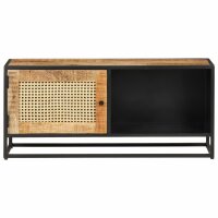 vidaXL TV-Schrank 90x30x40 cm Raues Mangoholz und Wiener Geflecht