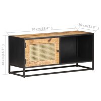 vidaXL TV-Schrank 90x30x40 cm Raues Mangoholz und Wiener Geflecht