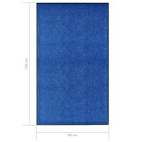 vidaXL Fußmatte Waschbar Blau 90x150 cm