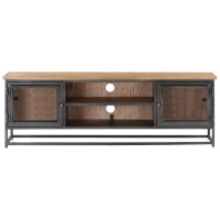 vidaXL TV-Schrank Grau 120x30x40 cm Massivholz Akazie und Stahl