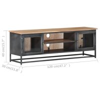 vidaXL TV-Schrank Grau 120x30x40 cm Massivholz Akazie und Stahl