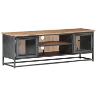 vidaXL TV-Schrank Grau 120x30x40 cm Massivholz Akazie und Stahl