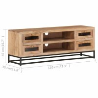 vidaXL TV-Schrank 110x30x40 cm Akazie Massivholz