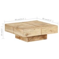 vidaXL Couchtisch 80x80x28 cm Massivholz Mango