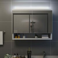 vidaXL LED-Bad-Spiegelschrank Wei&szlig; 80x15x60 cm MDF