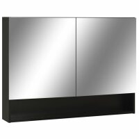 vidaXL LED-Spiegelschrank f&uuml;rs Bad Schwarz 80x15x60 cm MDF