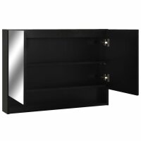 vidaXL LED-Spiegelschrank f&uuml;rs Bad Schwarz 80x15x60 cm MDF