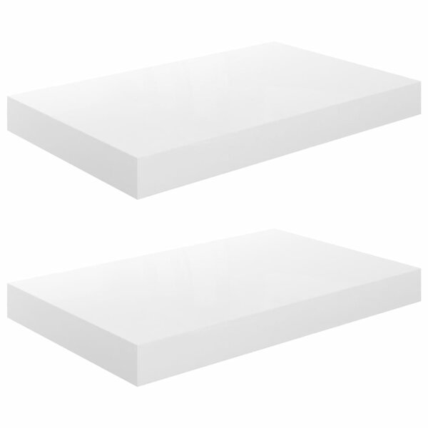 vidaXL Schwebende Wandregale 2 Stk. Hochglanz-Wei&szlig; 40x23x3,8cm MDF