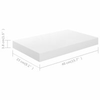 vidaXL Schwebende Wandregale 2 Stk. Hochglanz-Wei&szlig; 40x23x3,8cm MDF