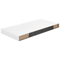 vidaXL Schwebendes Wandregal Hochglanz-Wei&szlig; 50x23x3,8 cm MDF