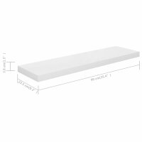 vidaXL Schwebende Wandregale 2 Stk. Hochglanz-Wei&szlig; 90x23,5x3,8cm MDF