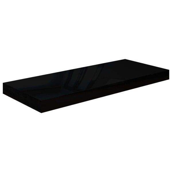 vidaXL Schwebendes Wandregal Hochglanz-Schwarz 60x23,5x3,8 cm MDF