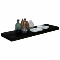 vidaXL Schwebendes Wandregal Hochglanz-Schwarz 80x23,5x3,8 cm MDF