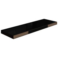 vidaXL Schwebendes Wandregal Hochglanz-Schwarz 80x23,5x3,8 cm MDF