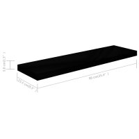 vidaXL Wandregale Schwebend 2 Stk. Hochglanz-Schwarz 90x23,5x3,8cm MDF