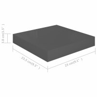 vidaXL Schwebendes Wandregal Hochglanz-Grau 23x23,5x3,8 cm MDF