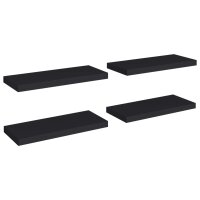 vidaXL Wandregale Schwebend 4 Stk. Schwarz 60x23,5x3,8cm MDF