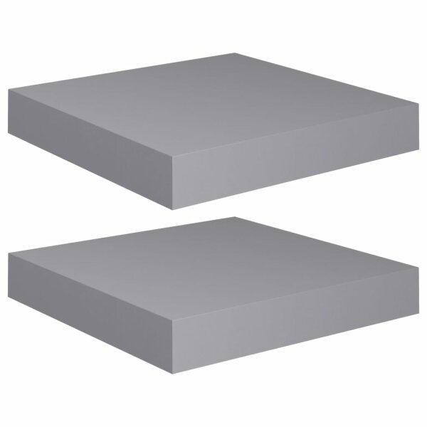 vidaXL Schwebende Wandregale 2 Stk. Grau 23x23,5x3,8cm MDF