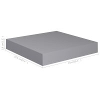 vidaXL Schwebende Wandregale 2 Stk. Grau 23x23,5x3,8cm MDF