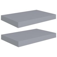 vidaXL Schwebende Wandregale 2 Stk. Grau 40x23x3,8cm MDF