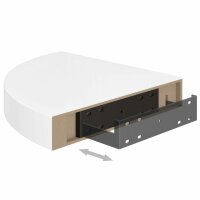 vidaXL Eck-Schweberegal Hochglanz-Wei&szlig; 25x25x3,8 cm MDF