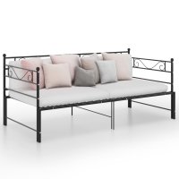 vidaXL Ausziehsofa Bettgestell Schwarz Metall 90x200 cm