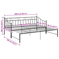 vidaXL Ausziehsofa Bettgestell Schwarz Metall 90x200 cm