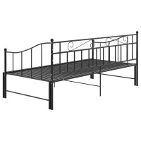 vidaXL Ausziehsofa Bettgestell Schwarz Metall 90x200 cm